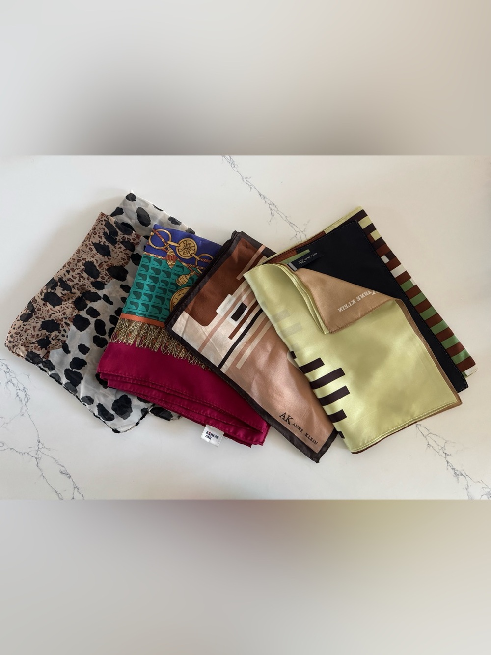 Vintage Mixed Pattern Silk Scarves - Bundle of 4